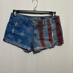 U.S. Polo Assn American Flag Denim Shorts Size 12 Distressed